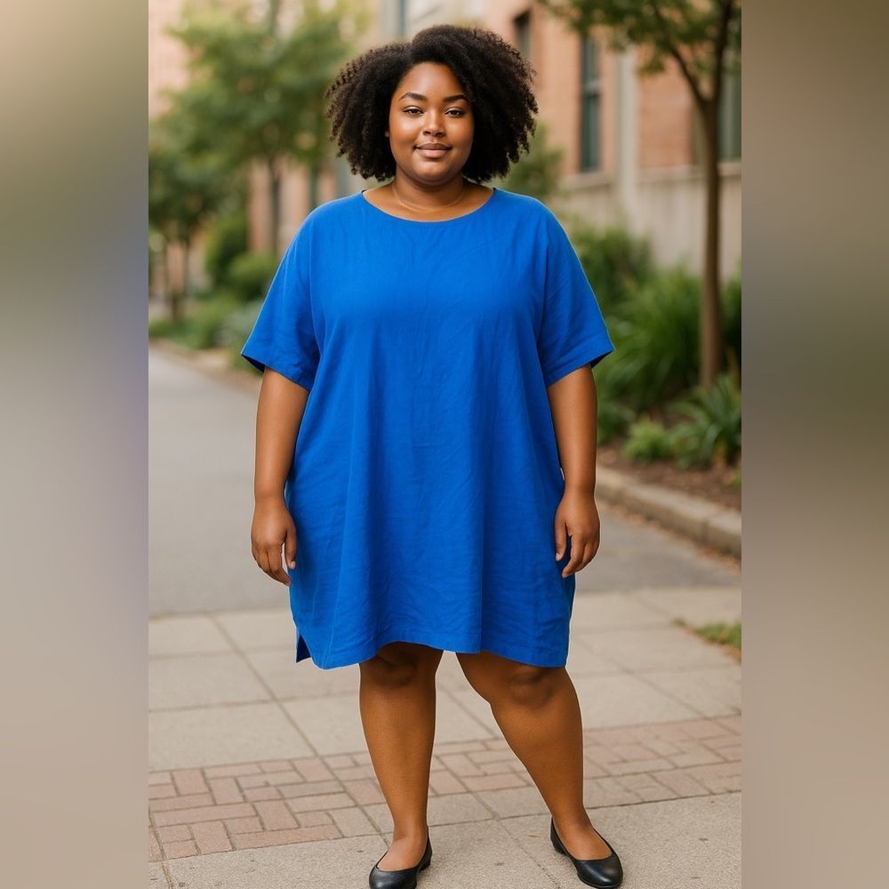 Eli & Barry Linen Dress Size 3 Cobalt Blue Oversized